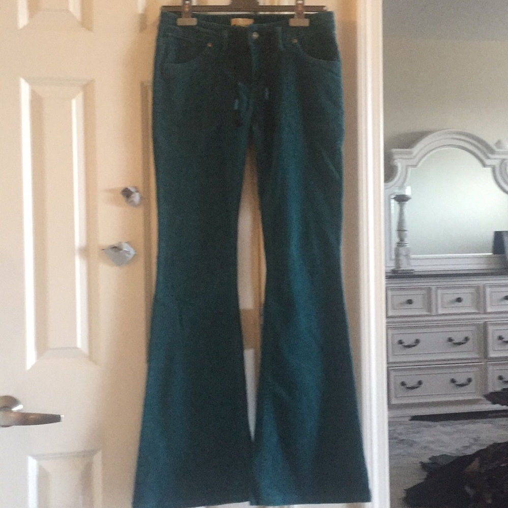 Rich aqua blue corduroy pants